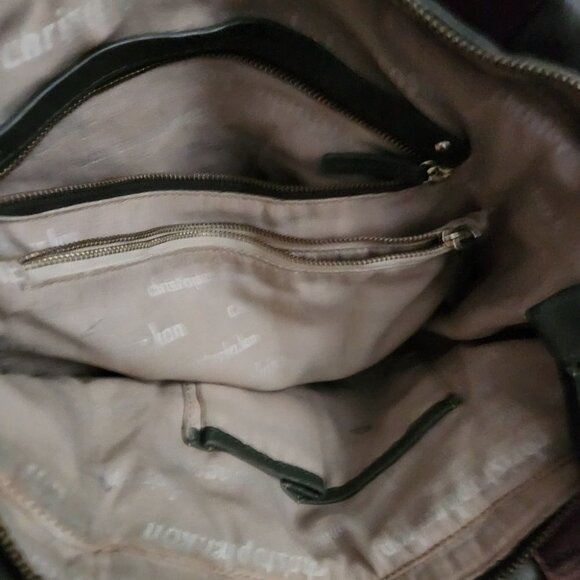Stylish Olive Green Leather Tote Bag - Picture 5 of 8